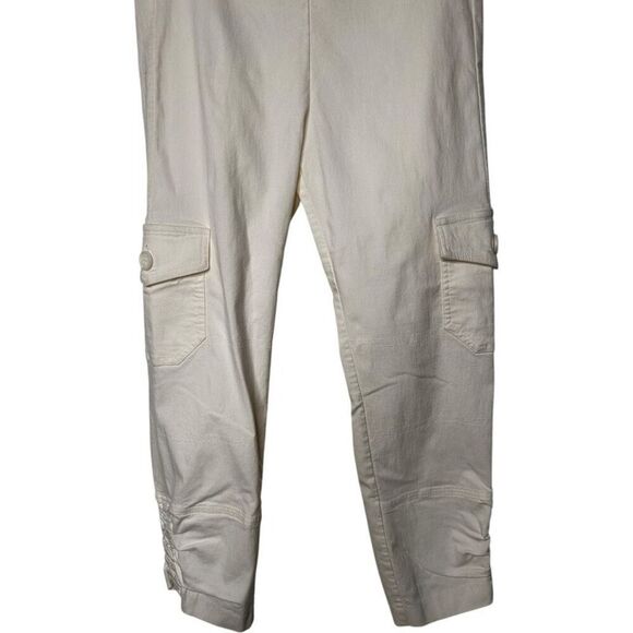 Elliot Lauren White Cargo Pull On Cropped Pants Size 2 Classic Minimalist - Picture 4 of 12